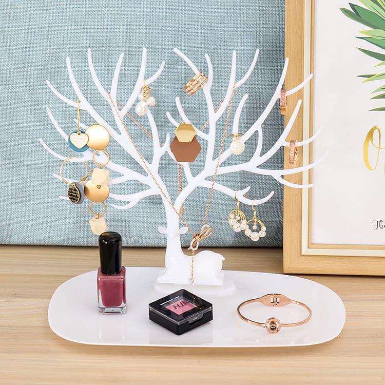 White Deer Accessories Stand &amp; Holder Earrings Necklace Ring Bracelet Jewellery Cases &amp; Shelf Display Tree Storage